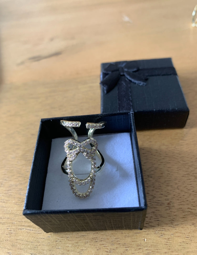 Bague d'ongle Nœud précieux dorée