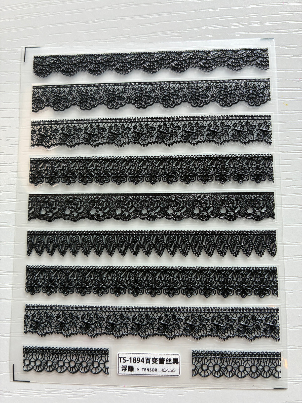 Stickers pour ongles – Dentelle noire en relief