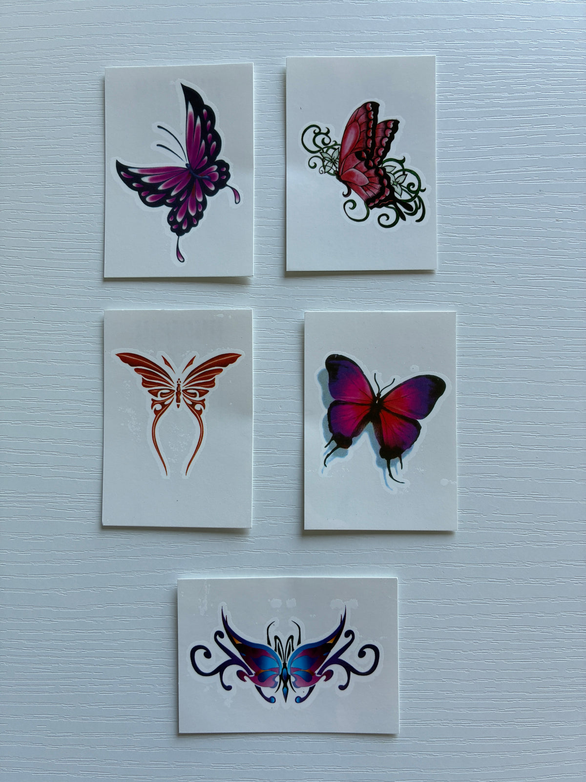 Lot de 5 tatouages éphémères Papillons – Rose & Mauve