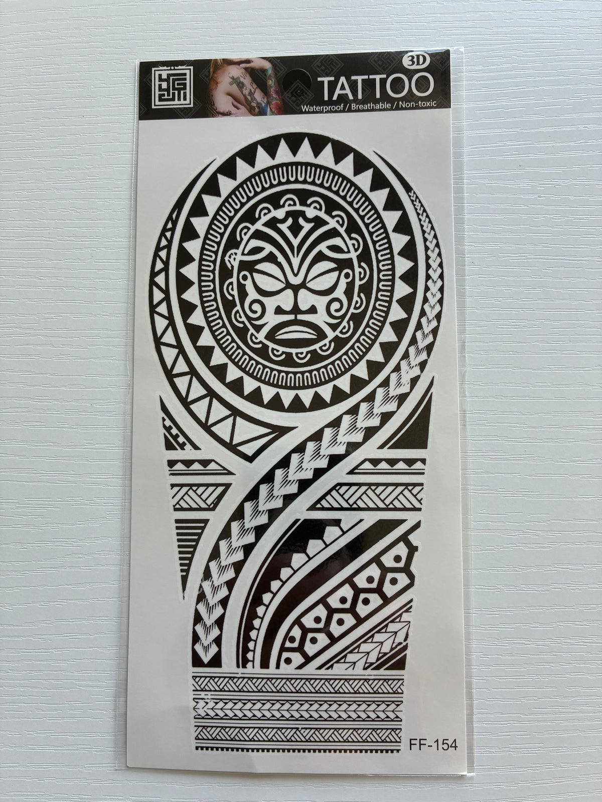 Grand tatouage éphémère bras – Totem Masque Tribal