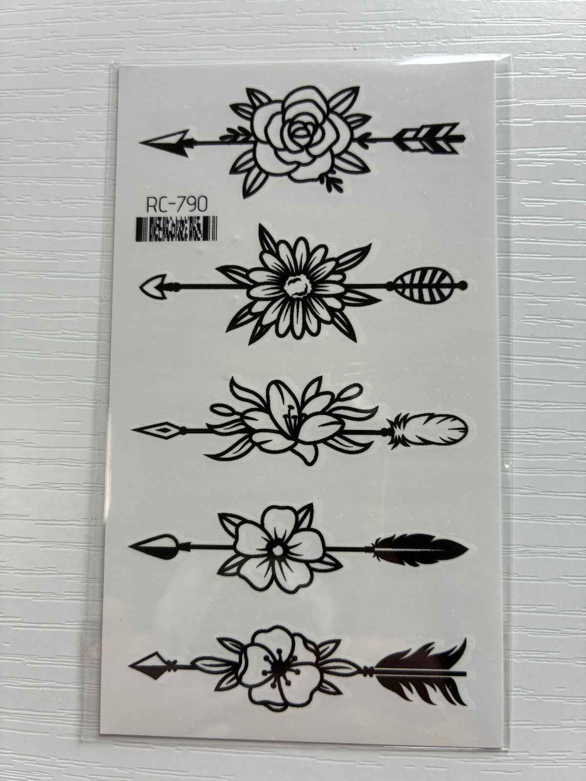 Planche de tatouages éphémères Fleurs & Flèches – 5 motifs