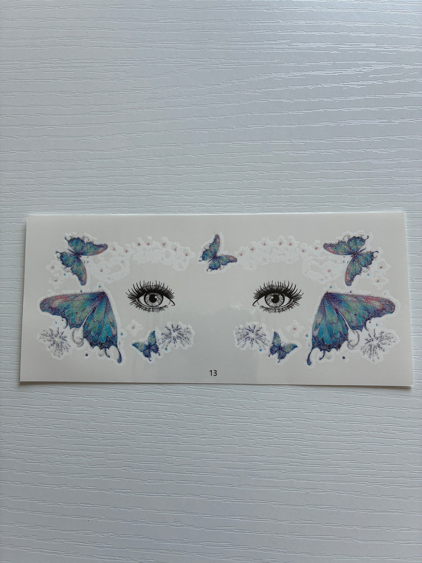 Tatouage éphémère visage Papillons bleus scintillants n°13