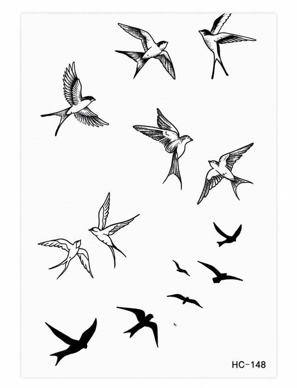 Tatouage éphémère hirondelles - Plusieurs tatouages