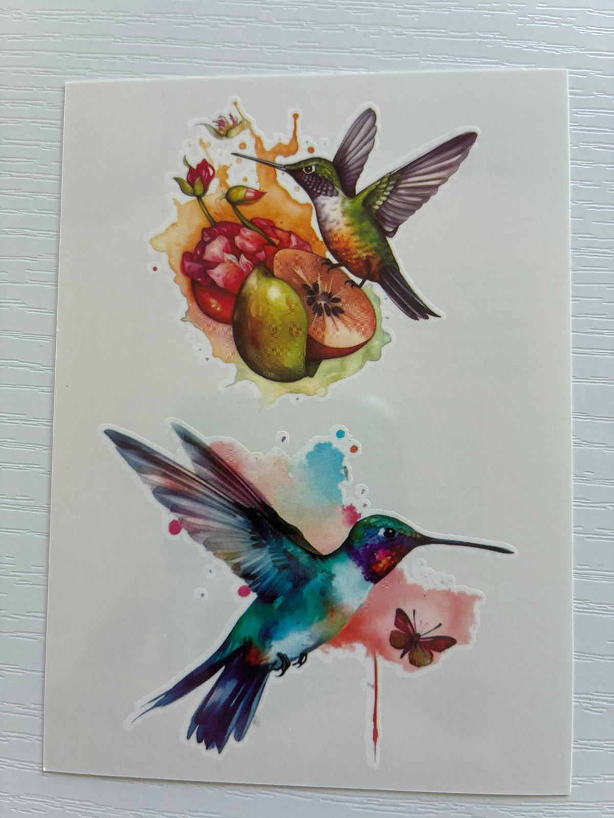 Tatouage éphémère colibri aquarelle N°4 – 2 tatouages