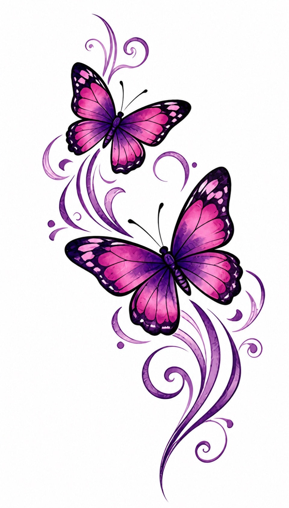 Tatouage éphémère papillons violets élégance