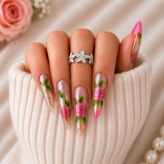 Bague Fleurs argentée ajourée – Acier inoxydable – Ajustable