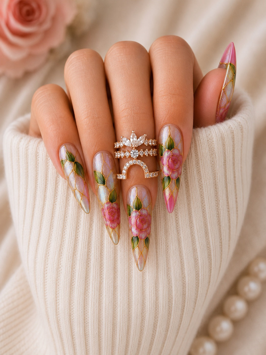 Bague d'ongle Lotus – Or rose
