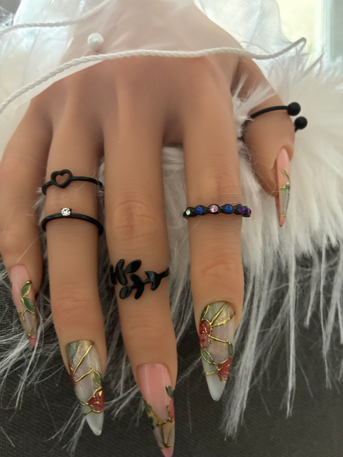 Lot Black Edition Élégance – 5 bagues noires ajustables