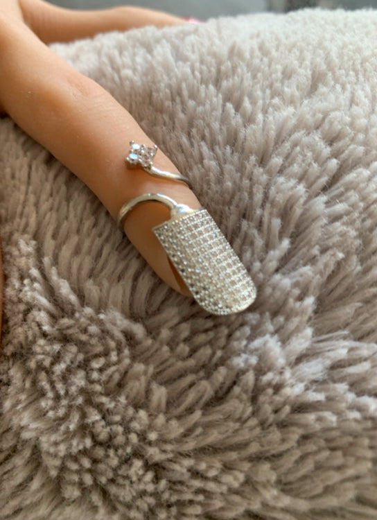 Bague d'ongle Étoile précieuse argentée