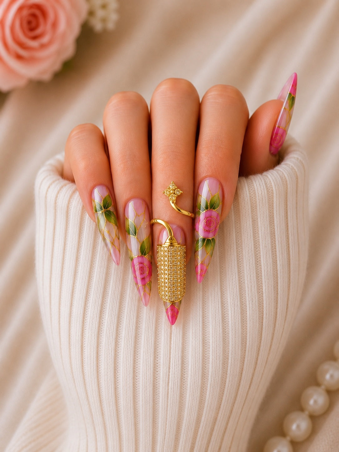 Bague d'ongle Étoile précieuse dorée