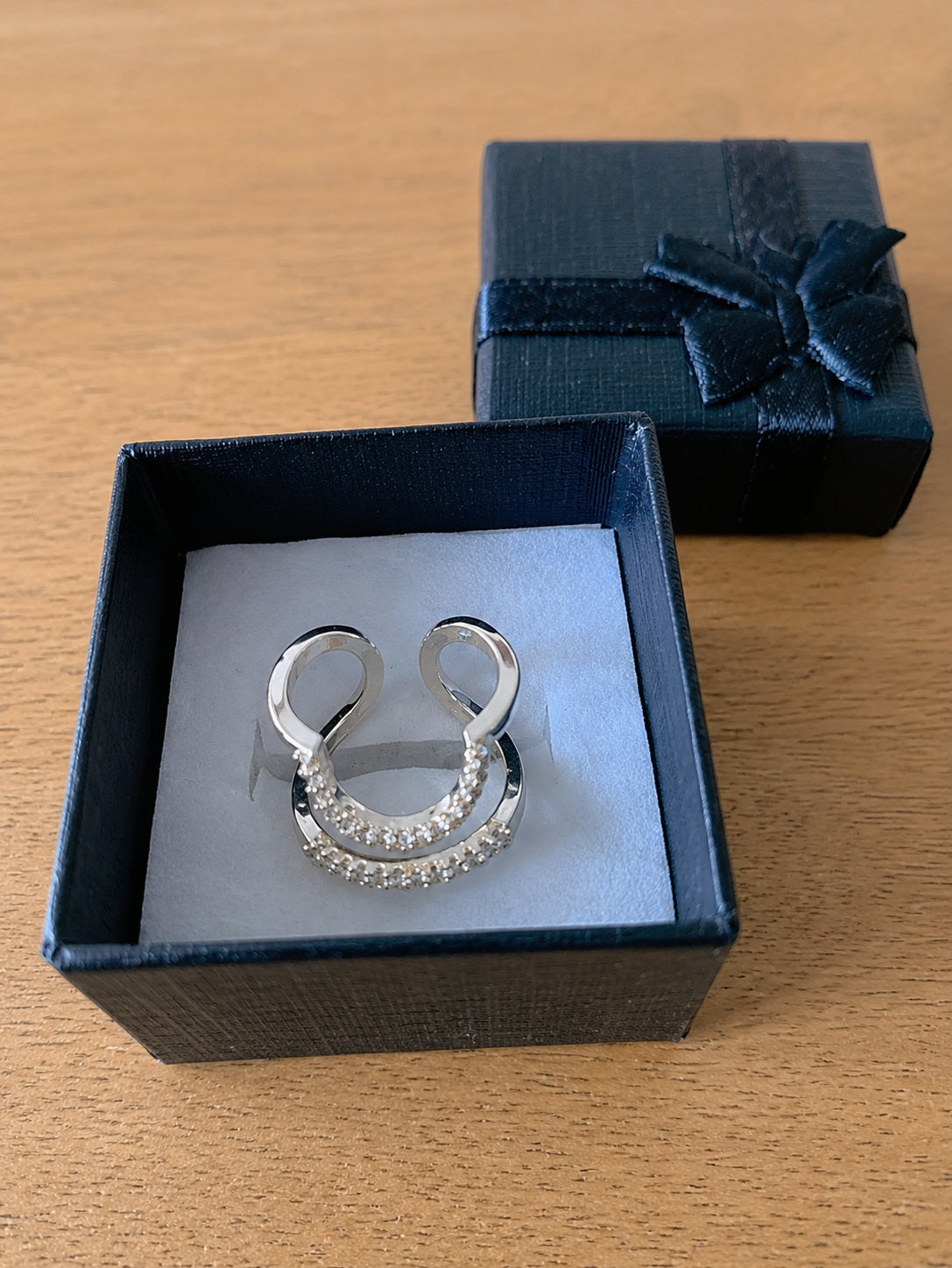 Bague bout de doigt Arche d'éclat argentée