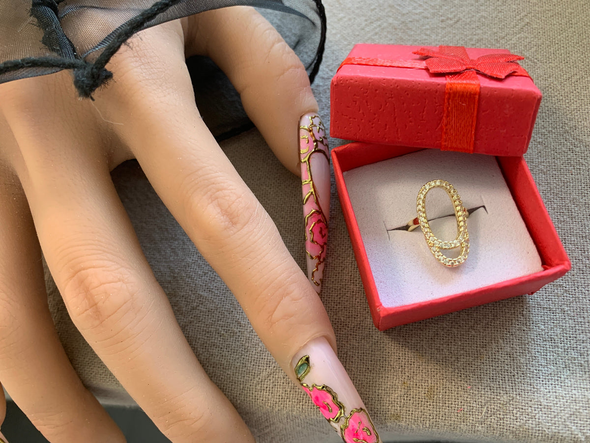 Bague Double Ovale dorée à strass