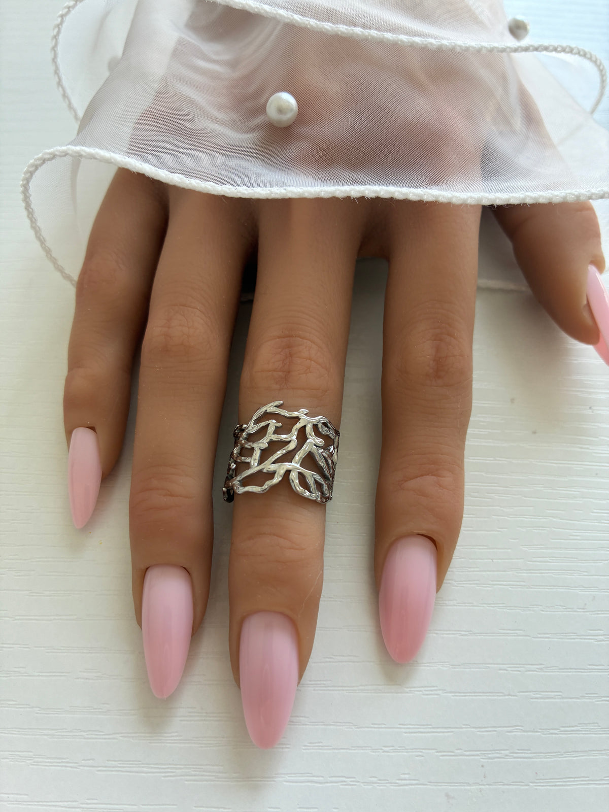 Bague Soleil argentée multi-rangs – Acier inoxydable – Ajustable