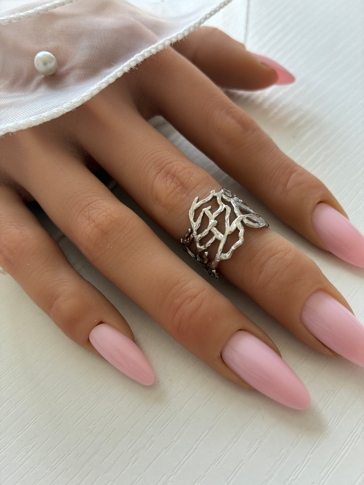 Bague Soleil argentée multi-rangs – Acier inoxydable – Ajustable
