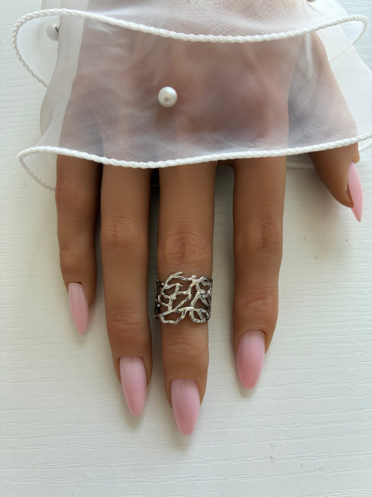 Bague Soleil argentée multi-rangs – Acier inoxydable – Ajustable