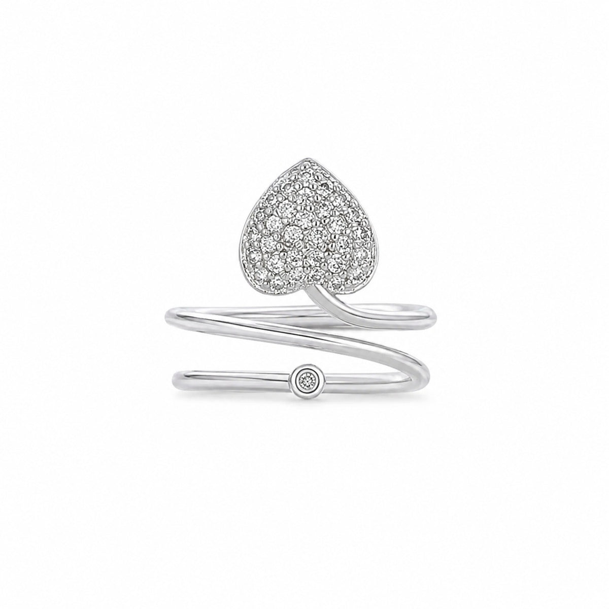Bague d’ongle Cœur argentée à strass – Ajustable