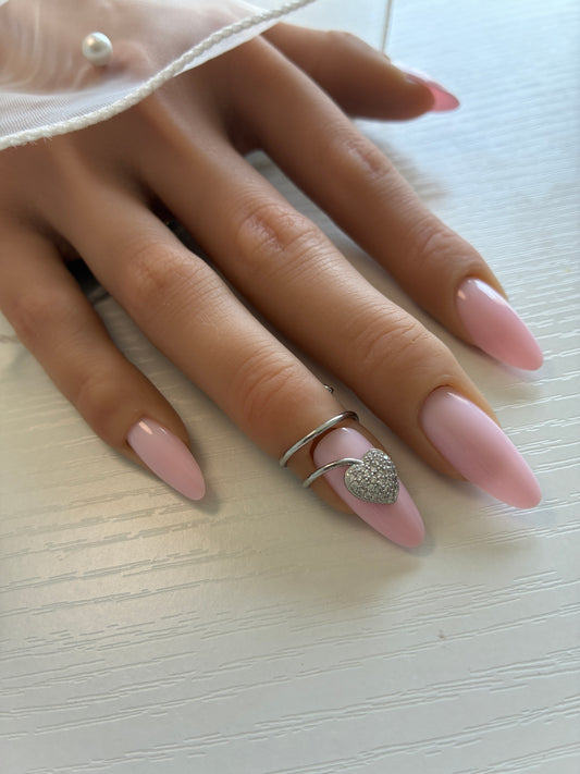 Bague d’ongle Cœur argentée à strass – Ajustable