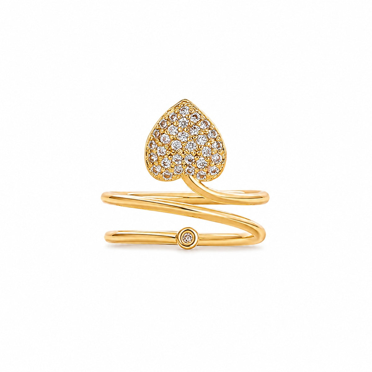 Bague d’ongle Cœur dorée à strass – Ajustable