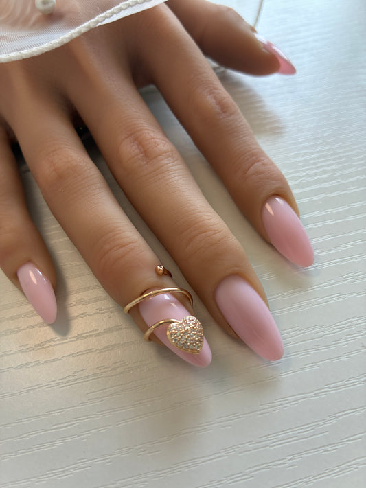 Bague d’ongle Cœur dorée à strass – Ajustable