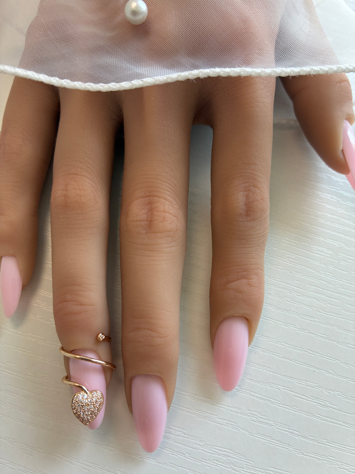 Bague d’ongle Cœur dorée à strass – Ajustable