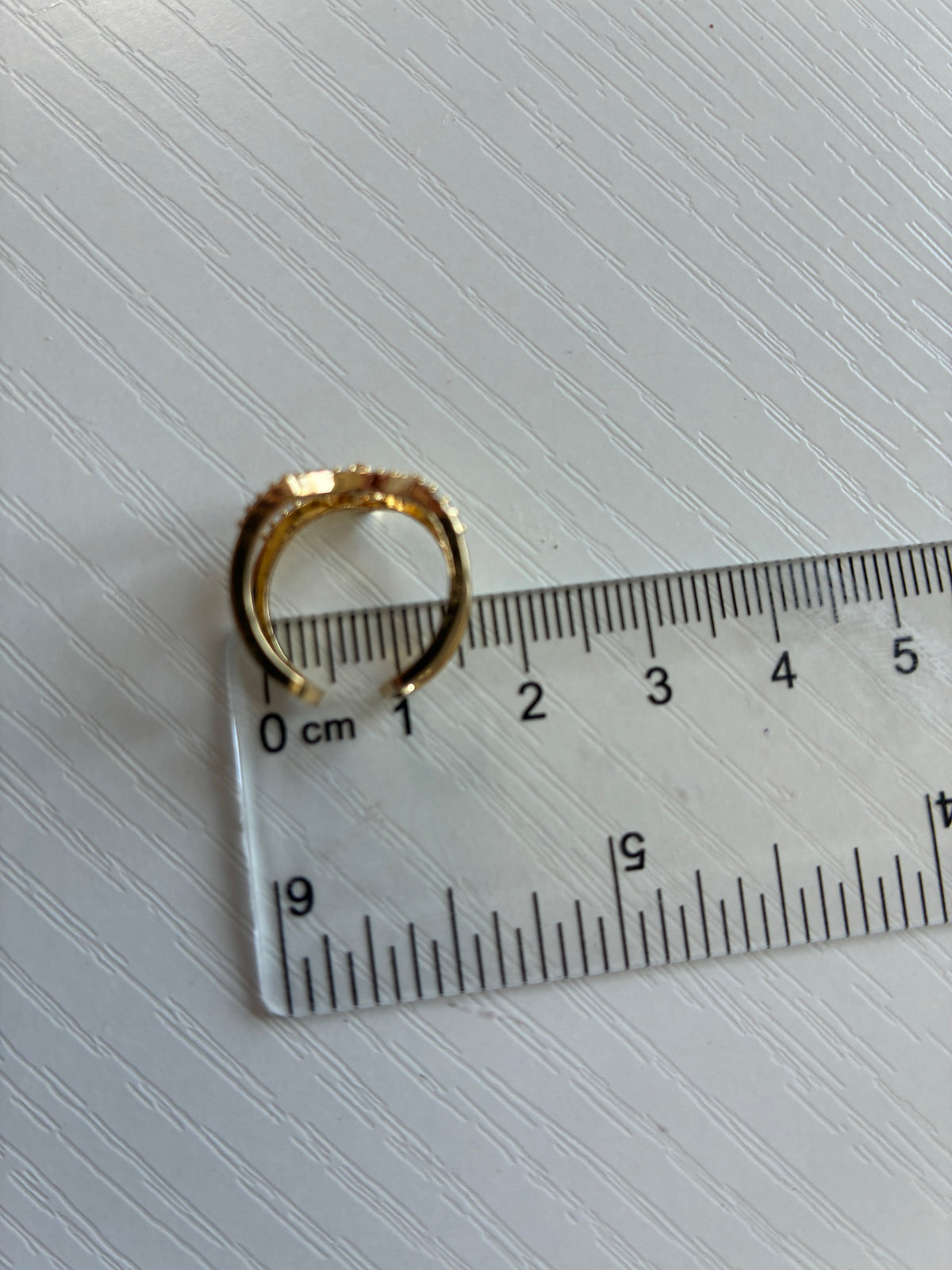 Bague d’ongle Double V Dorée à strass & goutte – Ajustable