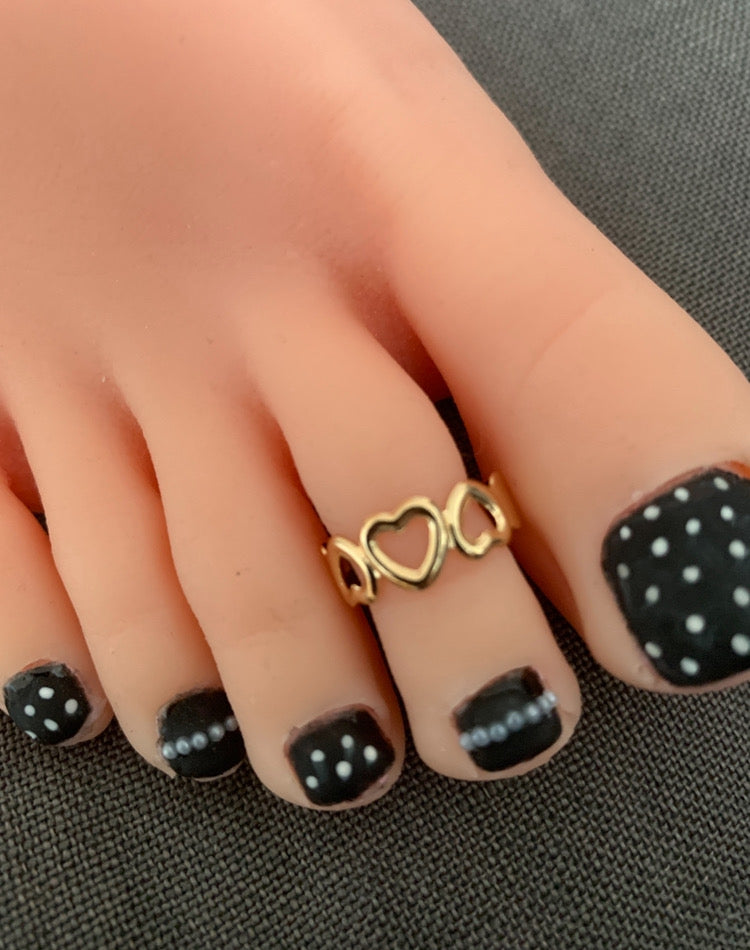 Bague d'orteil Cœurs dorée – ajustable