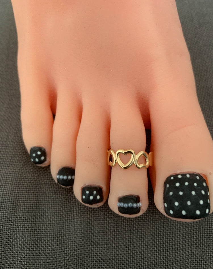 Bague d'orteil Cœurs dorée – ajustable