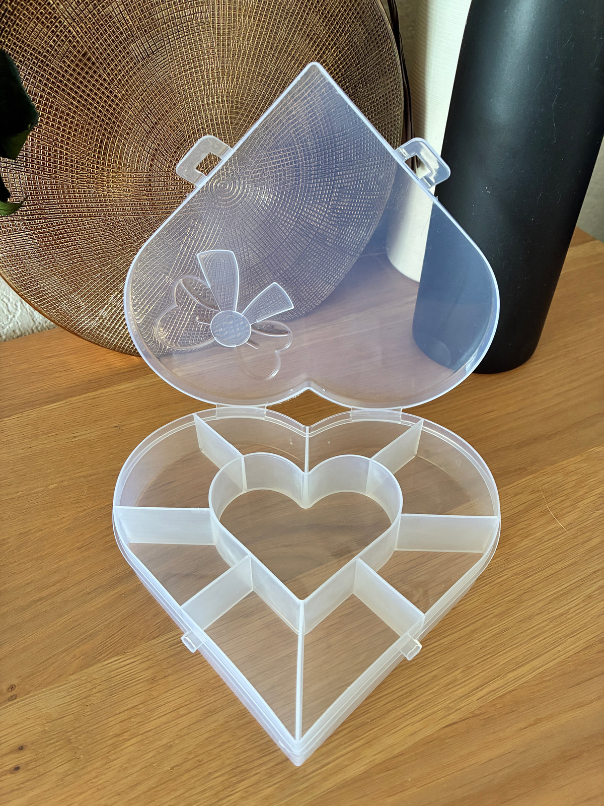 Boîte de rangement cœur transparente à compartiments