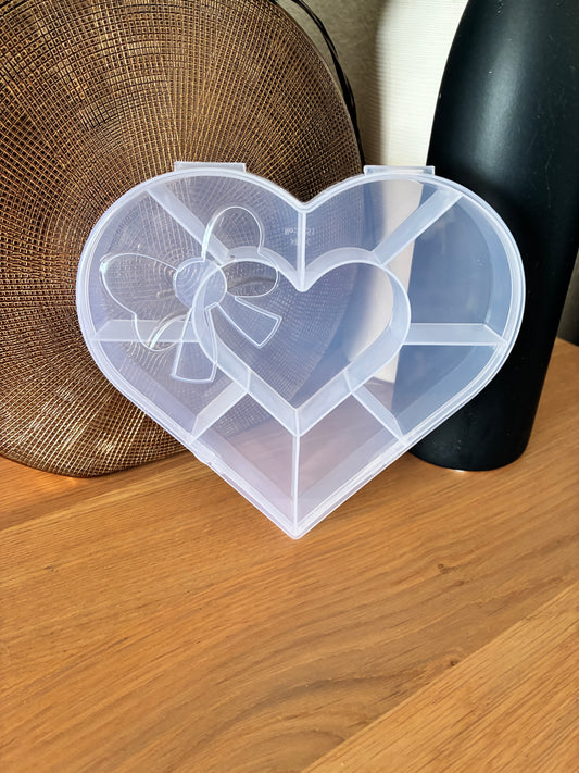 Boîte de rangement cœur transparente à compartiments