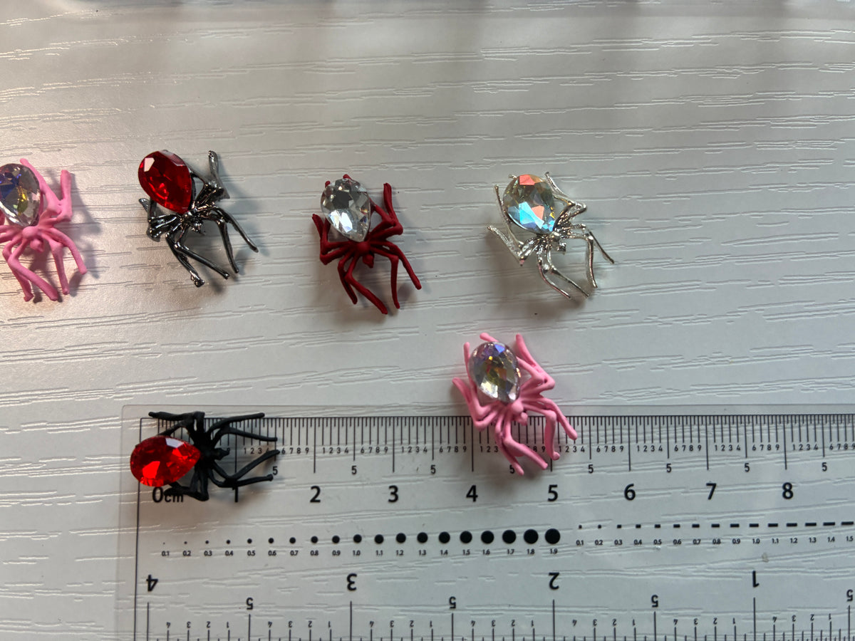Araignées bijoux 3D multicolores avec strass – Nail Art
