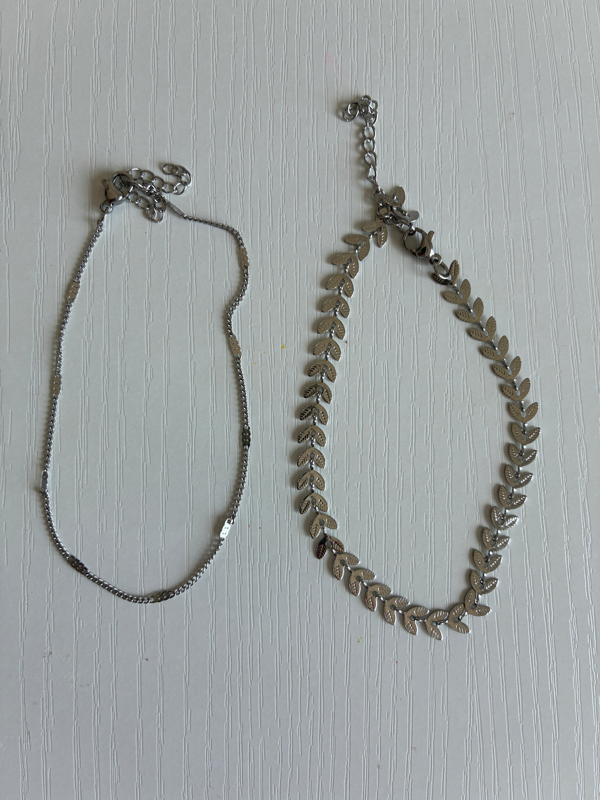 Lot de 2 chaînes de cheville Épi d’Argent – Acier inoxydable