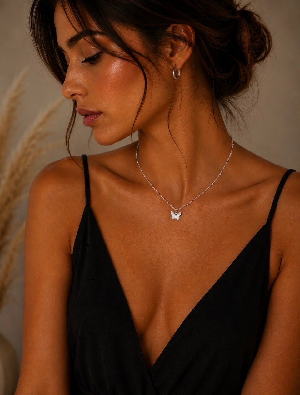 Chaîne de dos argentée Papillons – Bijou de dos bohème chic
