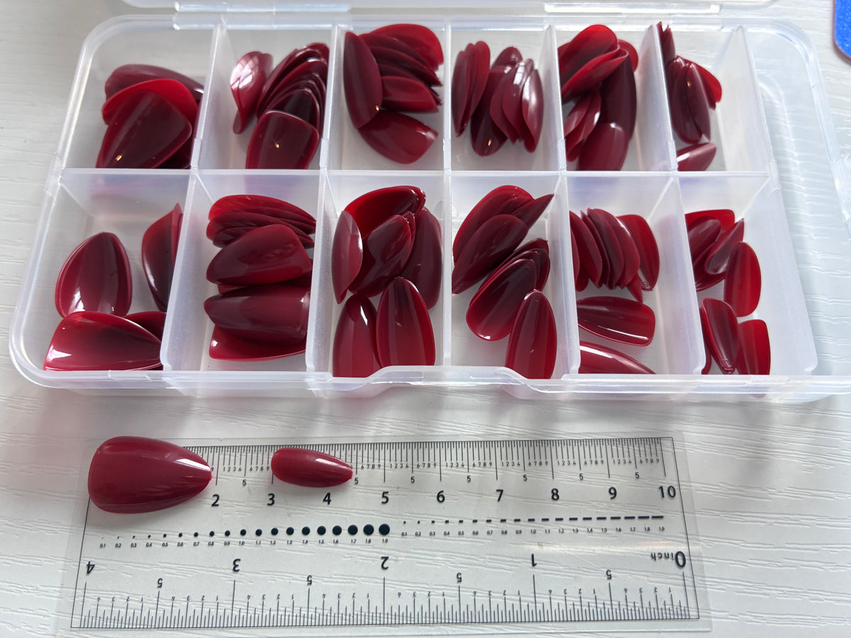 120 capsules amande courtes bordeaux – 12 tailles + kit de pose