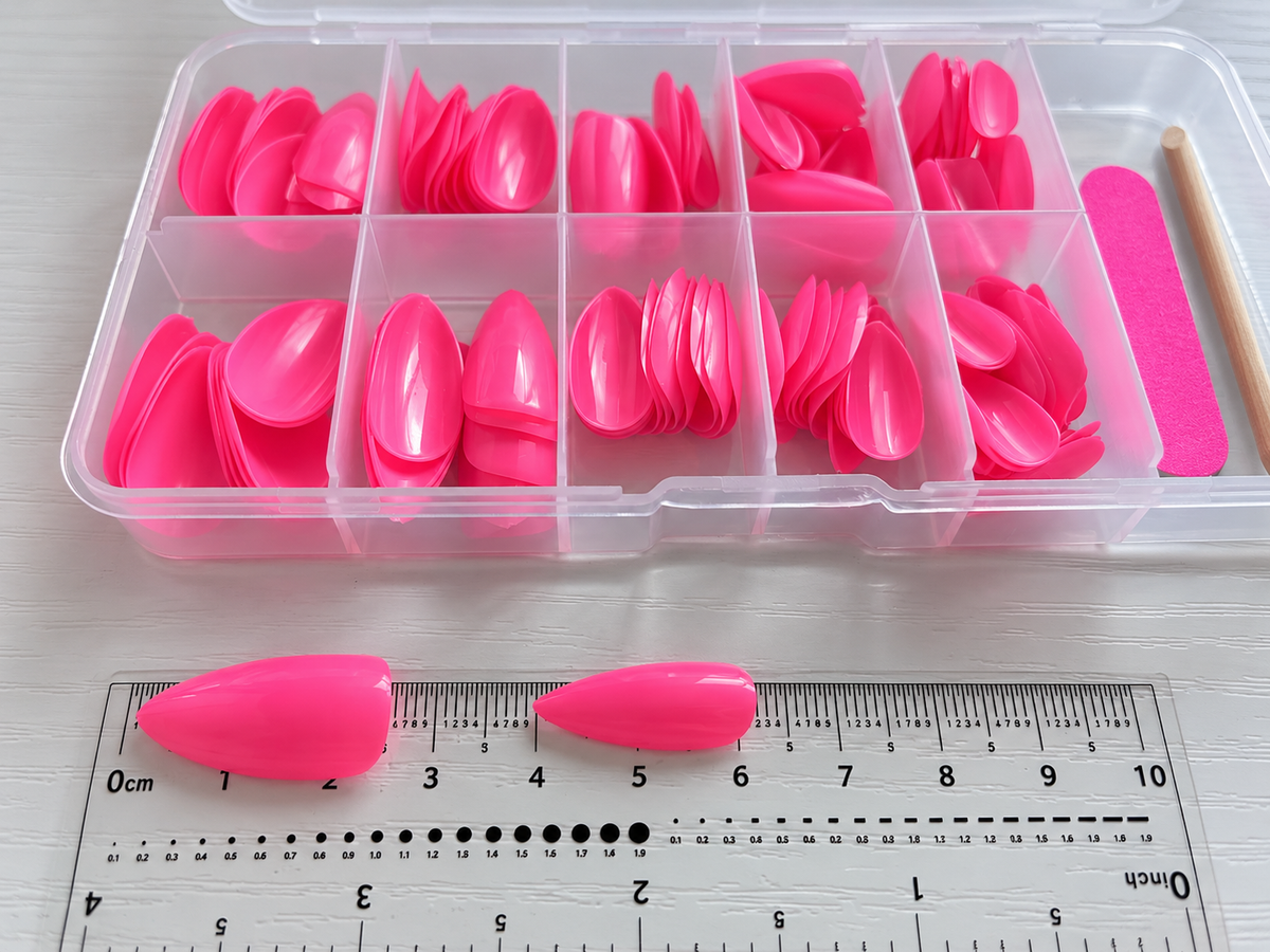120 capsules pour ongles amande roses – 10 tailles + kit de pose