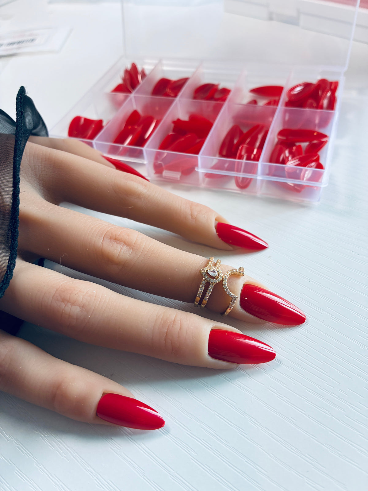 120 capsules pour ongles amande rouges – 10 tailles + kit de pose