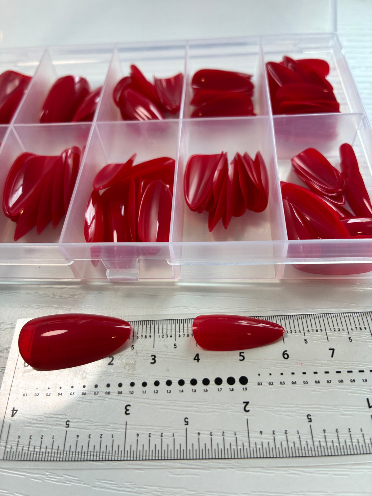 120 capsules pour ongles amande rouges – 10 tailles + kit de pose
