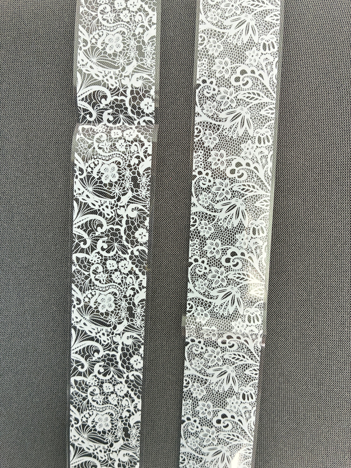 Foil Nail Art – Dentelle blanche florale – 1 mètre