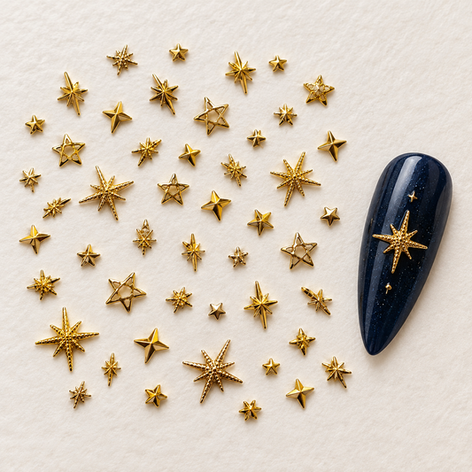 assortiment d’étoiles dorées 3D pour nail art