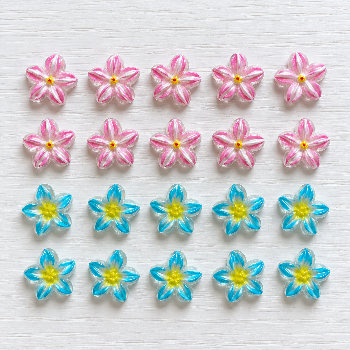 Fleurs 3D roses et bleues – Lot mixte de 20