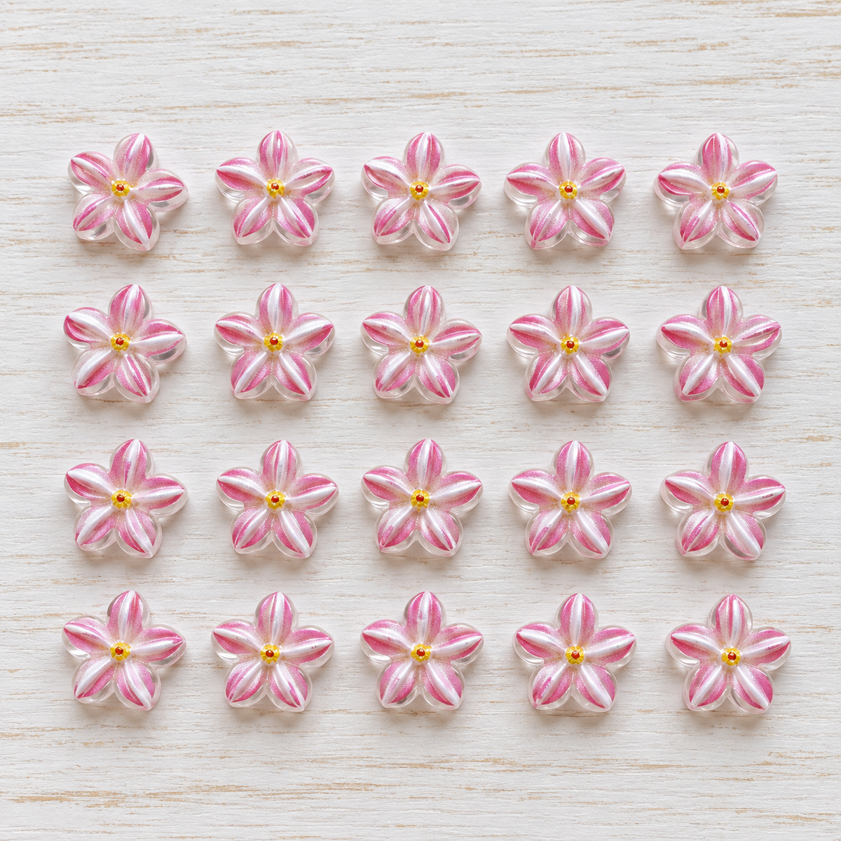 Fleurs Nail Art roses et transparentes – Lot de 20