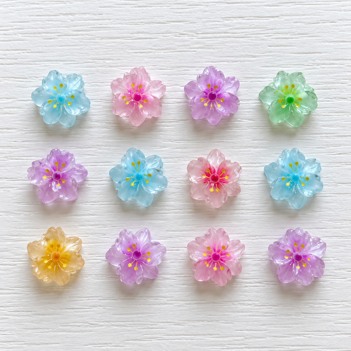 Fleurs 3D translucides pastel – Lot de 12