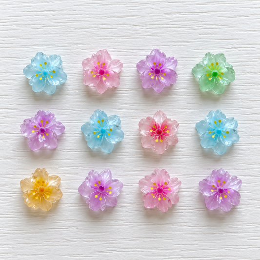 Fleurs 3D translucides pastel – Lot de 12