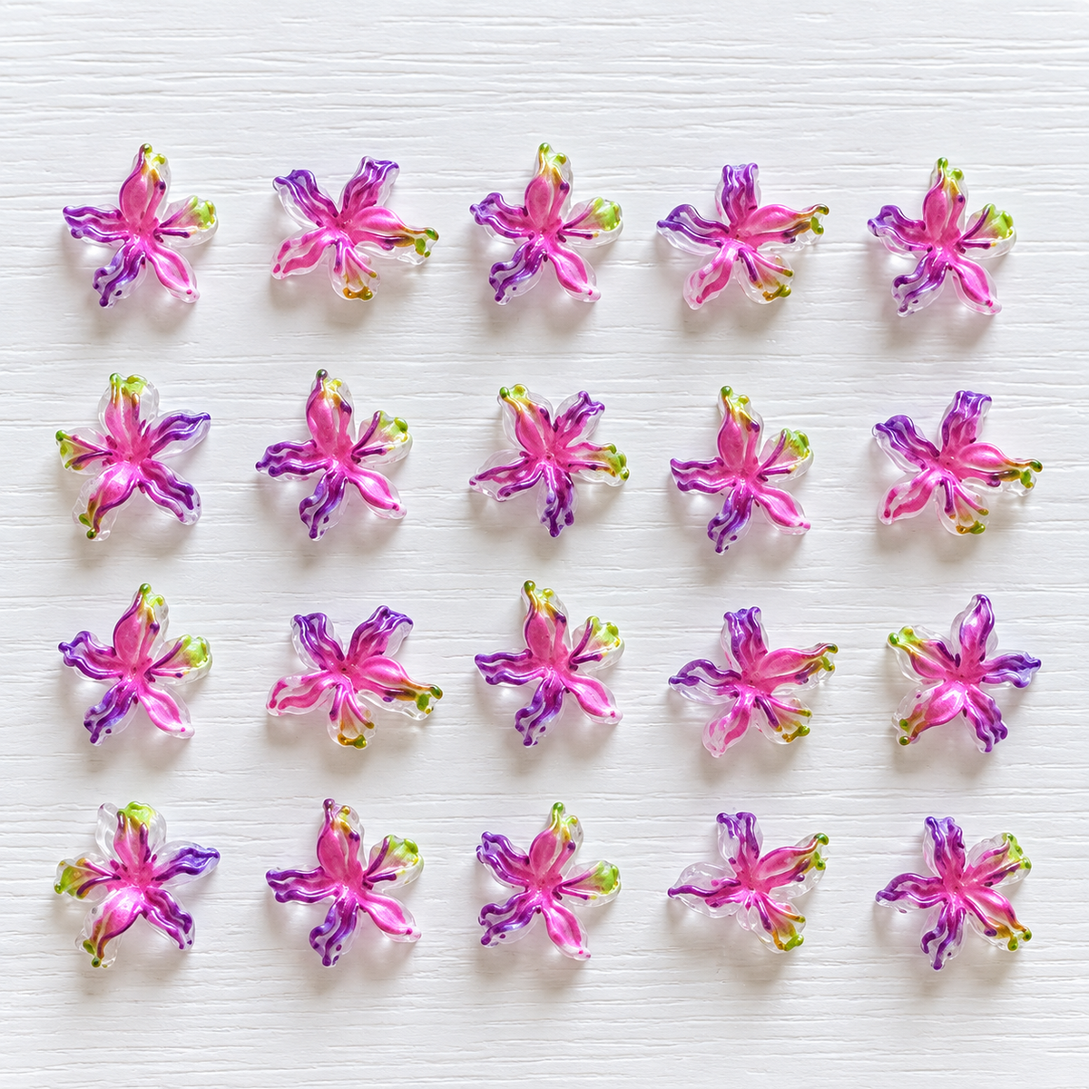 Fleurs 3D violettes et roses – Lot de 20