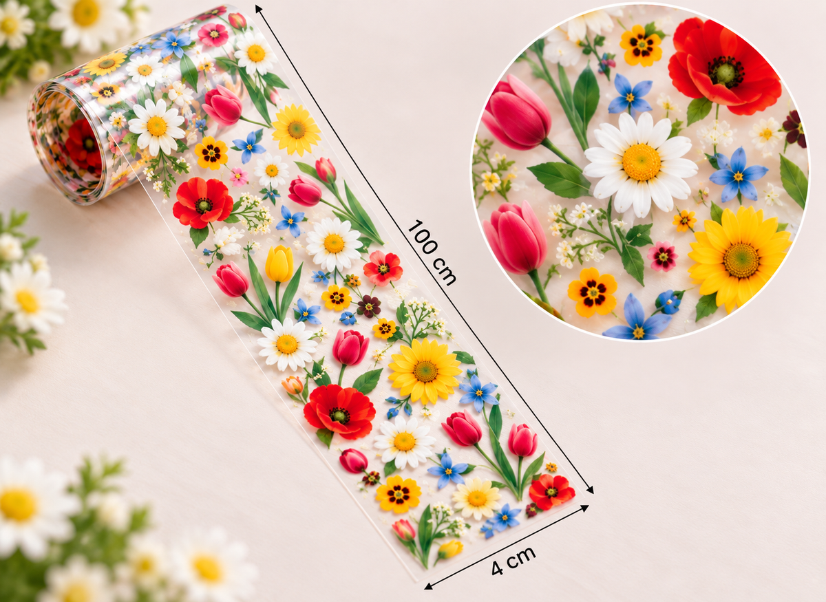 Foil Nail Art – Fleurs printanières multicolores