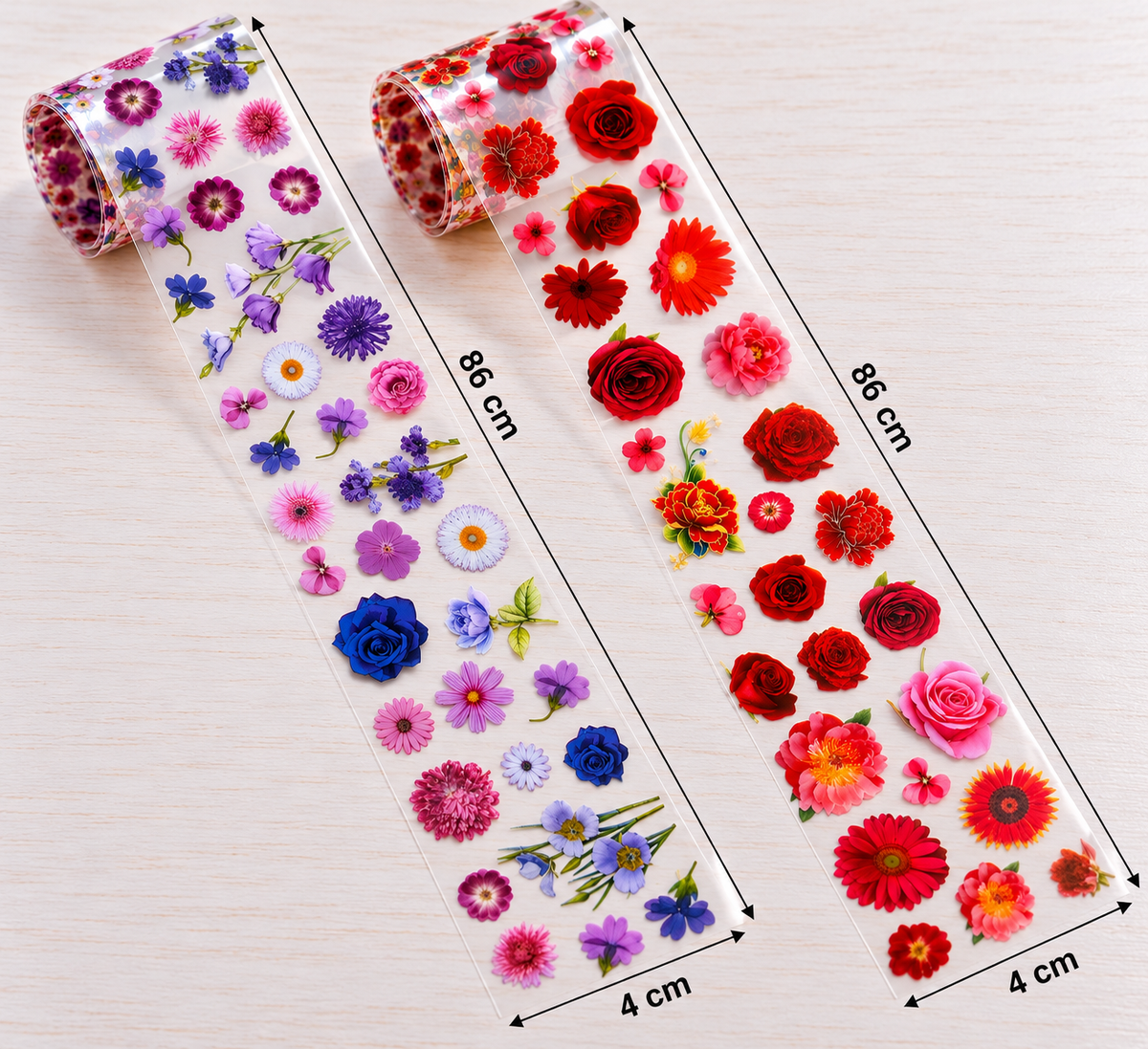 Foils Nail Art – Roses et fleurs multicolores – Lot de 2