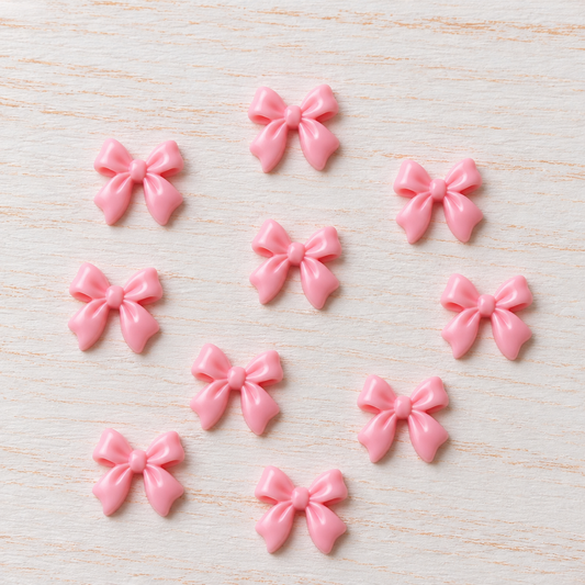 Bijoux d’ongles 3D – Nœuds roses – Lot de 10