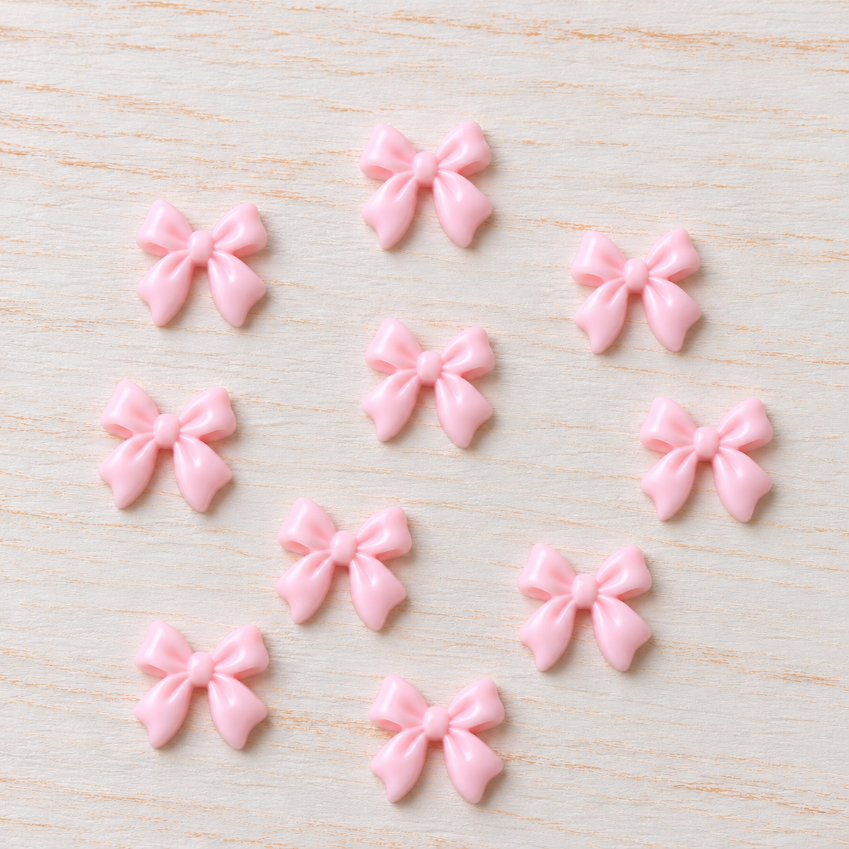 Bijoux d’ongles 3D – Nœuds roses clairs – Lot de 10