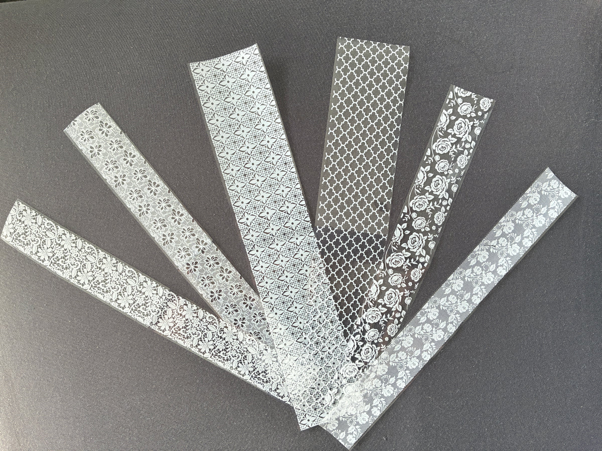 Foils Nail Art – Dentelle blanche et fleurs – Lot de 6