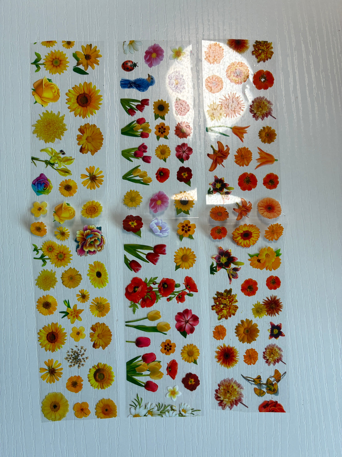 lot de 5 foils fleurs jaunes, orange et rouges pour nail art