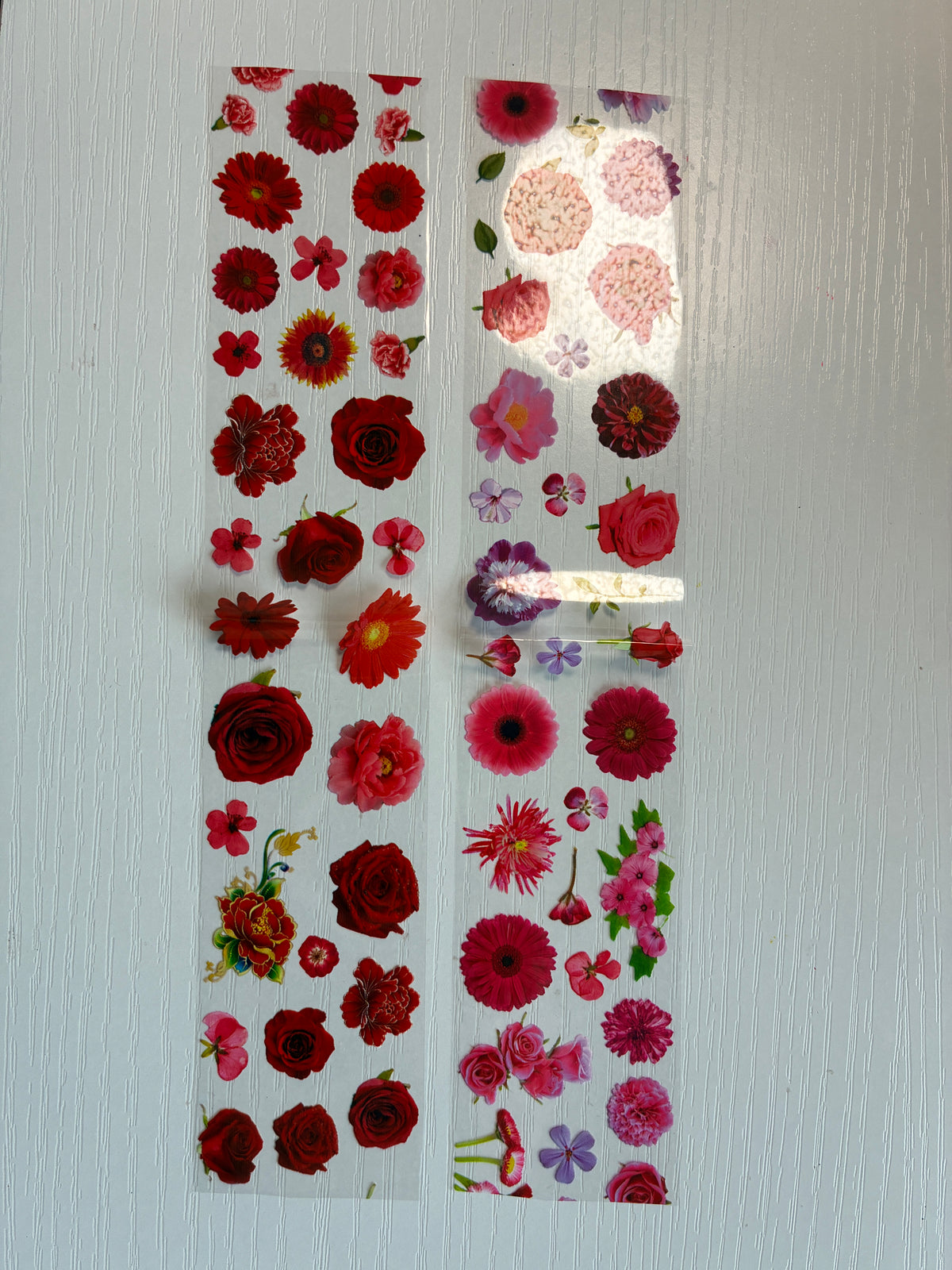 lot de 5 foils fleurs jaunes, orange et rouges pour nail art